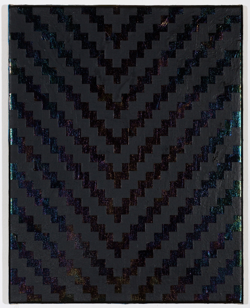 o.T., Öl, Federfarbe auf Leinwand, 50x40 cm, 2015