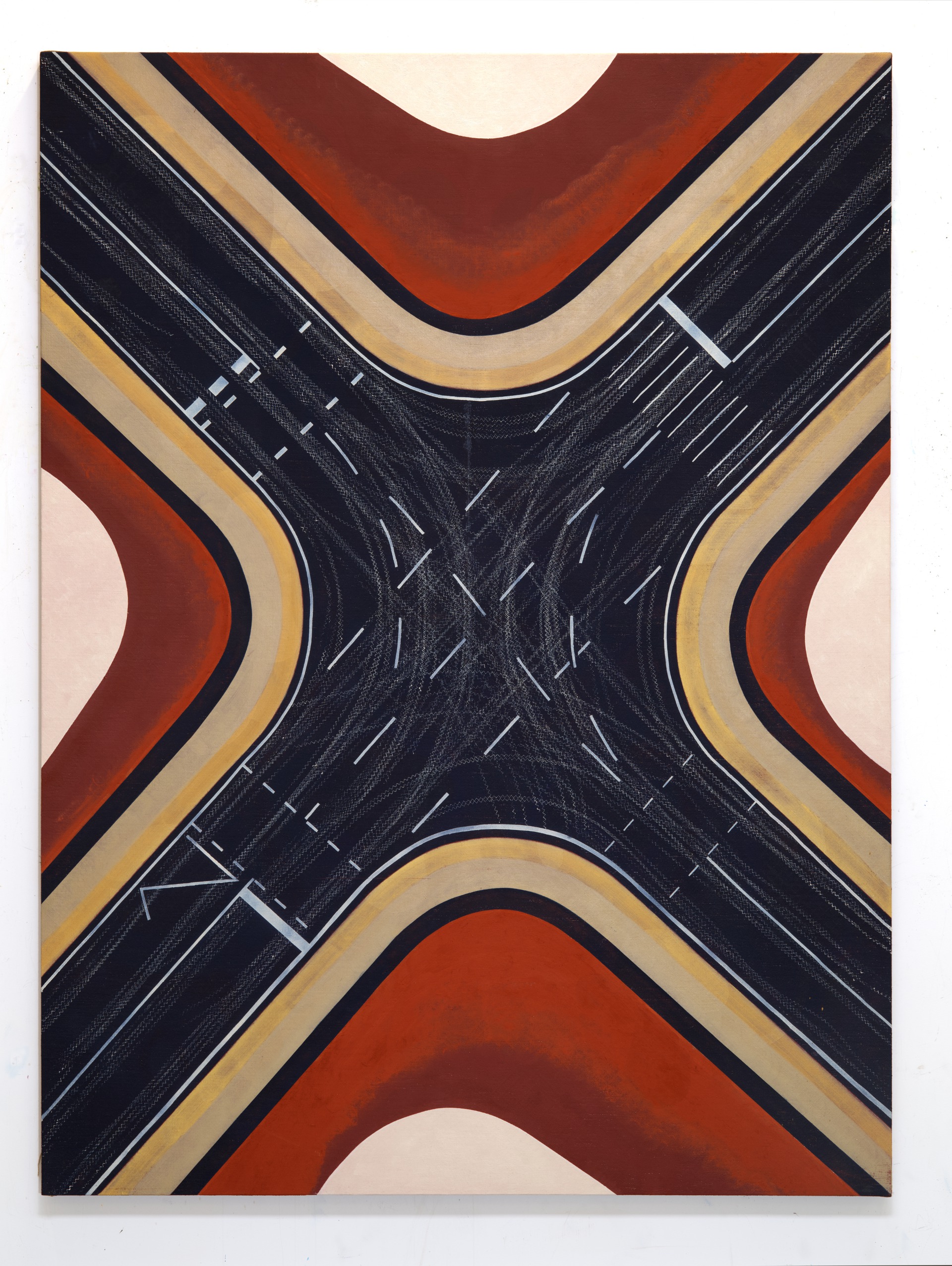 R, Öl, Siebruck auf Leinwand, 150x120 cm, 2025